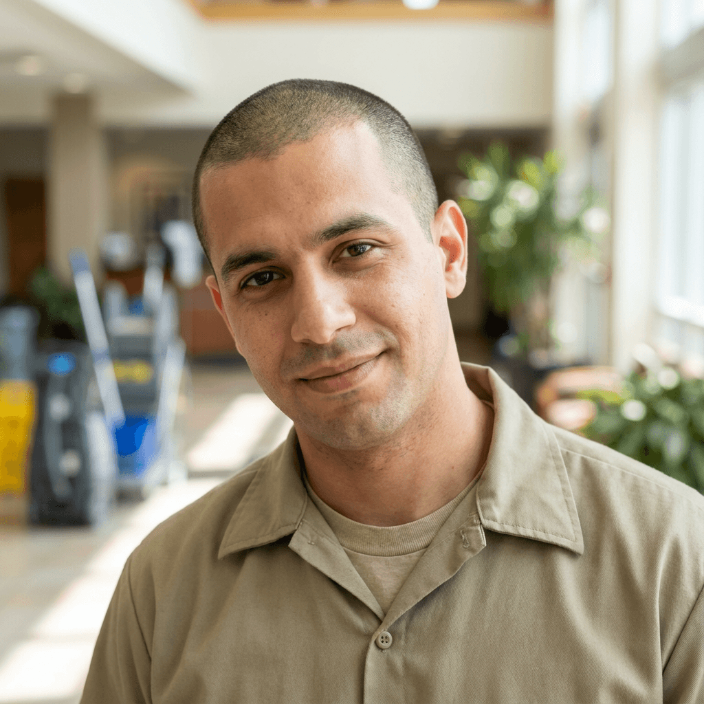 Male cloud engineer in his mid 30s with friendly professional appearance