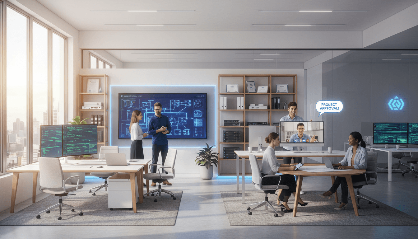 IT professionals working together in a modern office